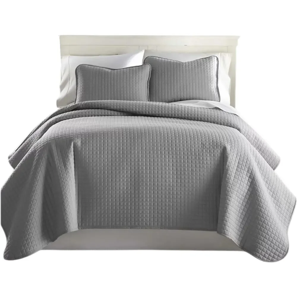 Southshore Fine Linens Oversized Lightweight 2 Pc Quilt Set Gray Twin